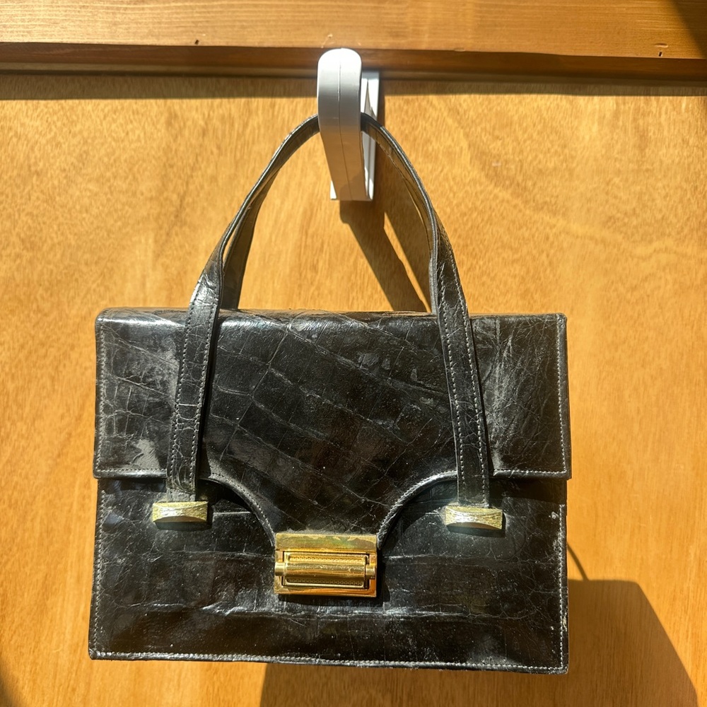Vintage Black Leather Handbag